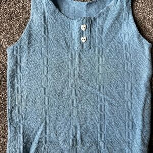Blue Knit Girls Tank Top